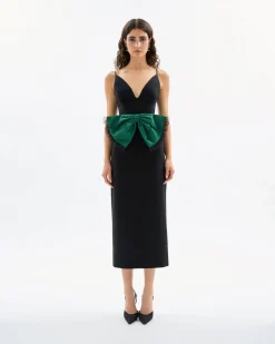 Rose Dress in Noir & Emerald Multi