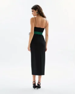 Rose Dress in Noir & Emerald Multi