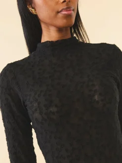 Rose Lace Bodysuit in Black
