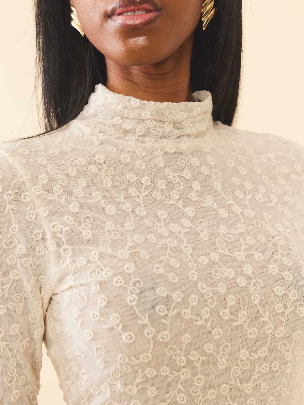 Rose Lace Bodysuit in Ivory