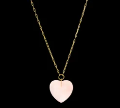 Rose Quartz Heart Pendant on Gold Chain