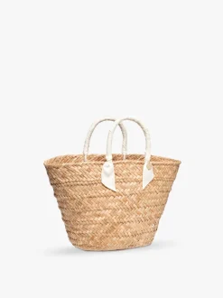 Rosie Woven Straw Ribbon-Handle Tote