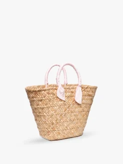 Rosie Woven Straw Ribbon-Handle Tote