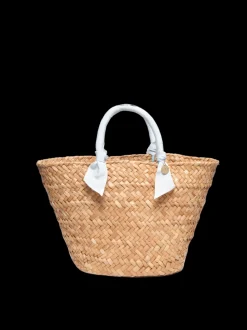 Rosie Woven Straw Ribbon-Handle Tote