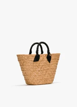 Rosie Woven Straw Ribbon-Handle Tote