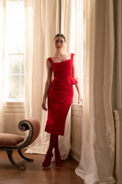 Rosso Skirt in Red Satin