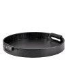 Round Leather Tray in Crocodile Embossed Leather