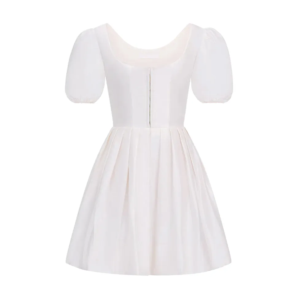 Roya Silk Taffeta Dress in White