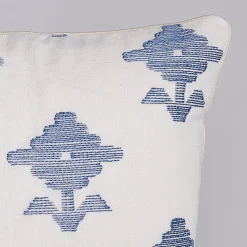 Rubia Embroidery 18" Pillow in Blue