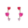 Ruby Heart Pendulum Earrings