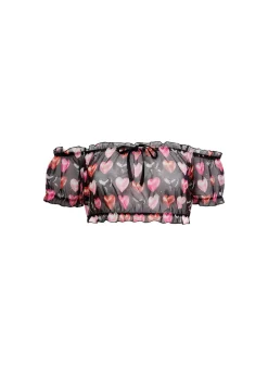 Ruched Mesh Crop Top
