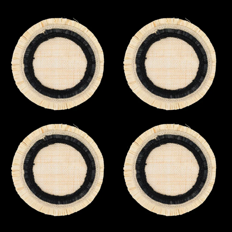 Ruffle Edge Straw Coasters in Black