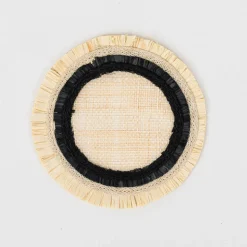 Ruffle Edge Straw Coasters in Black