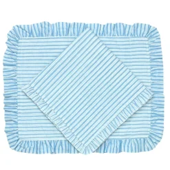 Ruffle Napkin in Blue Stripes, Set of 4