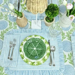 Ruffle Napkin in Blue Stripes, Set of 4
