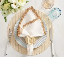 Ruffle Napkin Ring in Natural, Set of 4