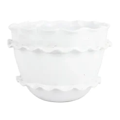 Rustic Garden White Ruffle Round Planter