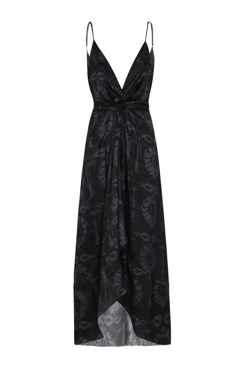 Sabina Silk Jacquard Midi Dress in Black