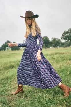 Sabine Dress in Autumn Fleur Navy