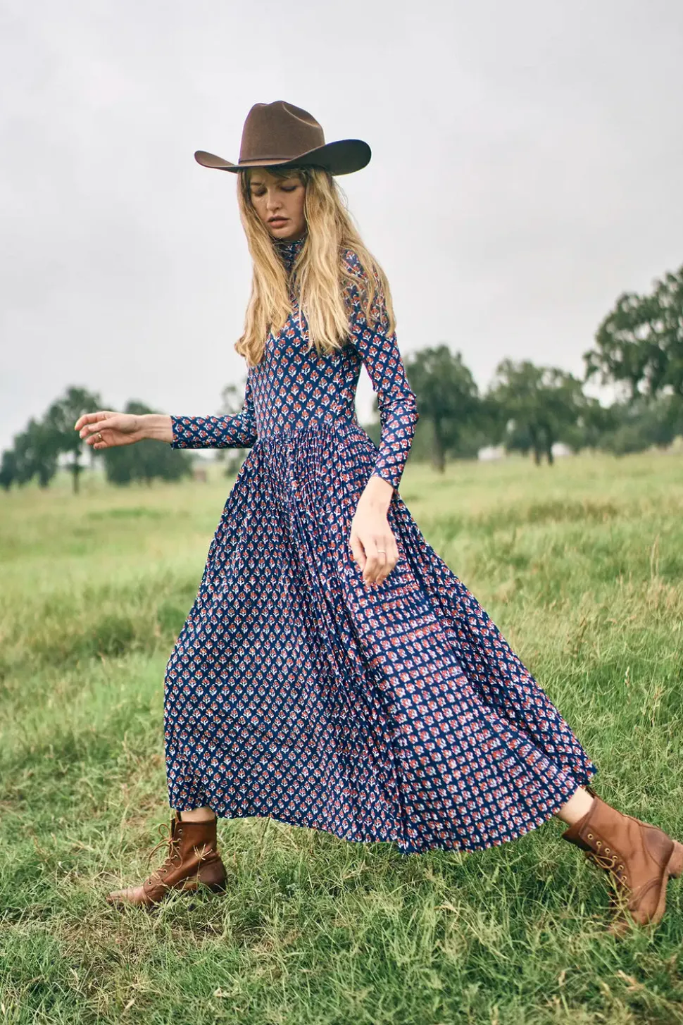 Sabine Dress in Autumn Fleur Navy