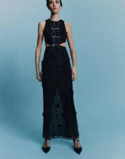 Saffi Gown Black Embroidered Cotton