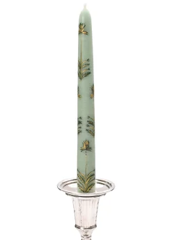 Sage Chrysanthemum Hand-Painted Taper Candles Set of Two