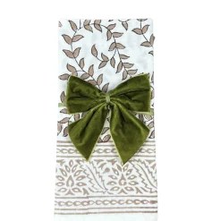 Sage Green Bow Velvet Napkin Ties, Set of 4