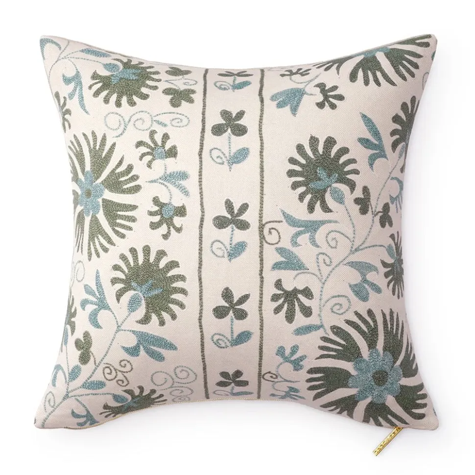 Sage Ribbon Suzani Pillow