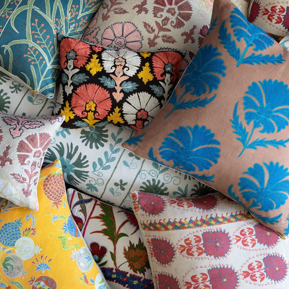 Sage Ribbon Suzani Pillow