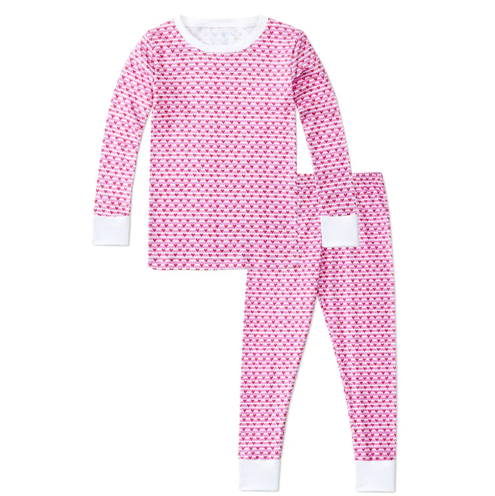 Sailor Hearts Two Piece Kids Pajamas in Posie Pink