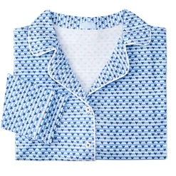 Sailor Hearts Women's Button Front Long Pajama Set in Chatham Blue