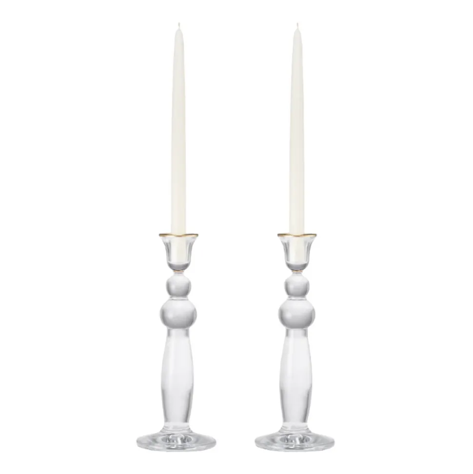 Sancia Extra Tall Taper Candleholders in Gold Rim in, Set of 2