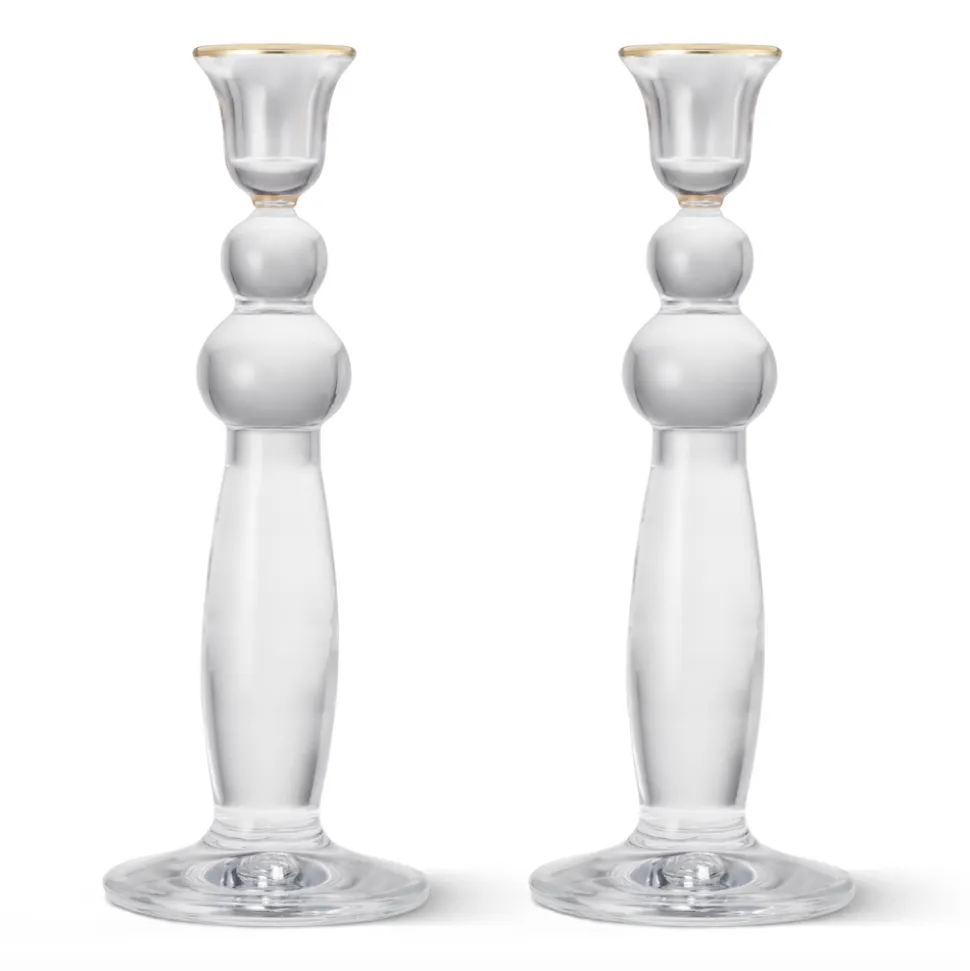 Sancia Extra Tall Taper Candleholders in Gold Rim in, Set of 2
