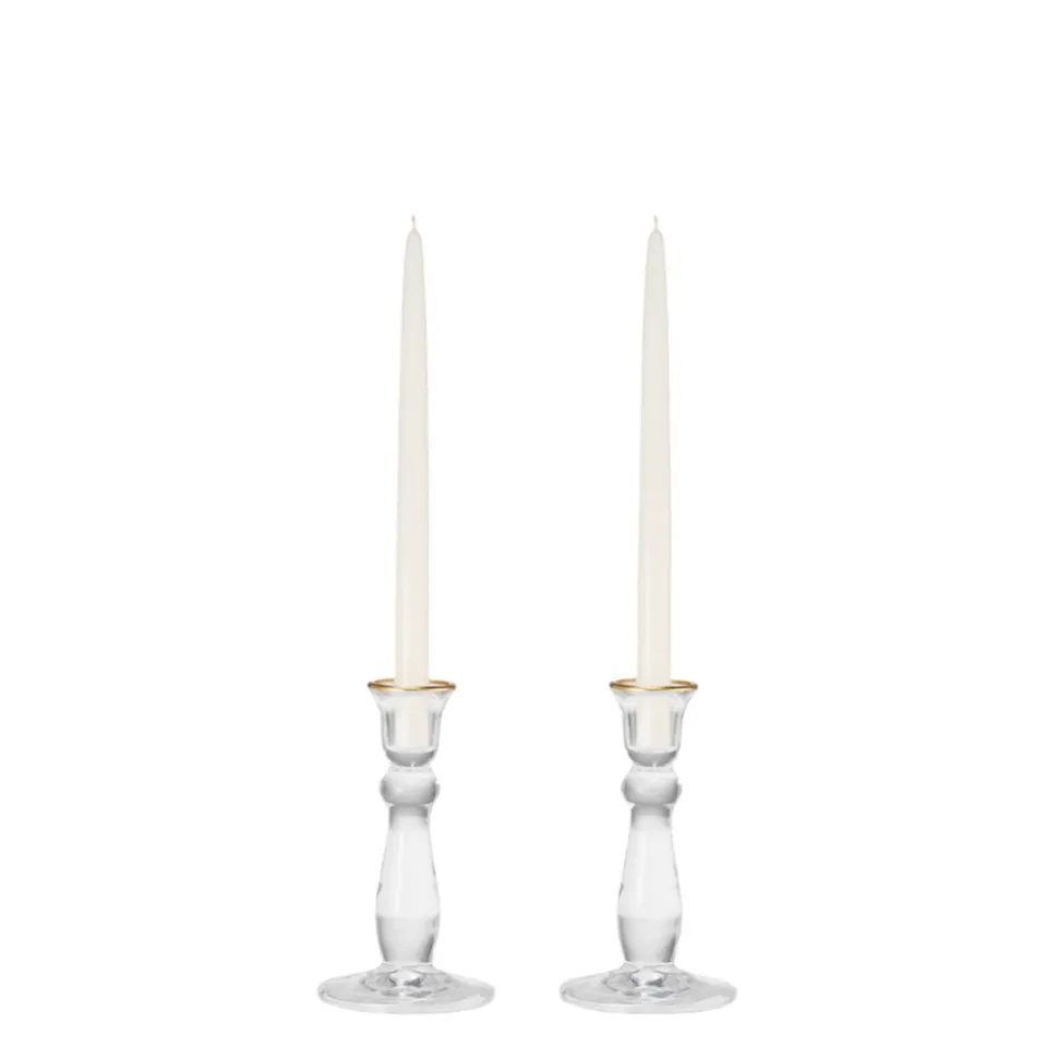 Sancia Tall Taper Candleholders in Gold Rim in, Set of 2