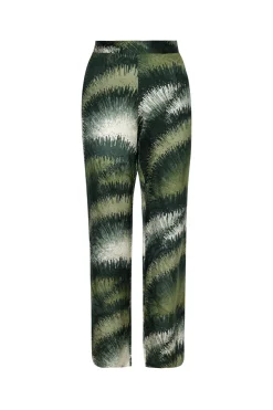 Santo Tomás Silk Jacquard Pants in Green Brushed