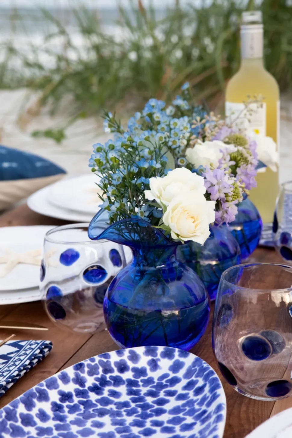 Santorini Flower Narrow Oval Platter