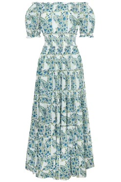 Santorini Maxi Dress in Blue Green Paisley
