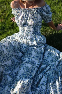 Santorini Maxi Dress in Blue Green Paisley