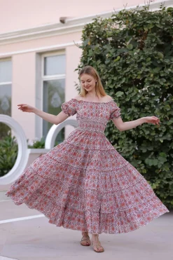 Santorini Maxi Dress in Pink Tile