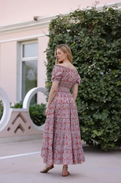 Santorini Maxi Dress in Pink Tile
