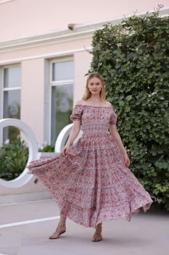 Santorini Maxi Dress in Pink Tile