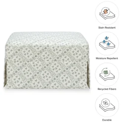 Sarah Flint x Namesake Crawford Gliding Ottoman in Eco-Performance Fabric | Water Repellent & Stain Resistant in Green Lattice Performance Eco-Weave