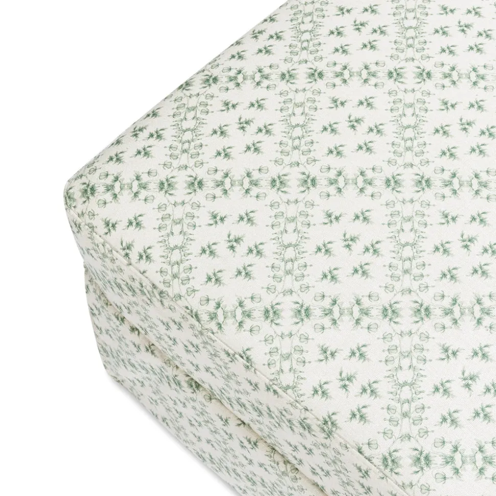 Sarah Flint x Namesake Crawford Gliding Ottoman in Eco-Performance Fabric | Water Repellent & Stain Resistant in Green Lattice Performance Eco-Weave