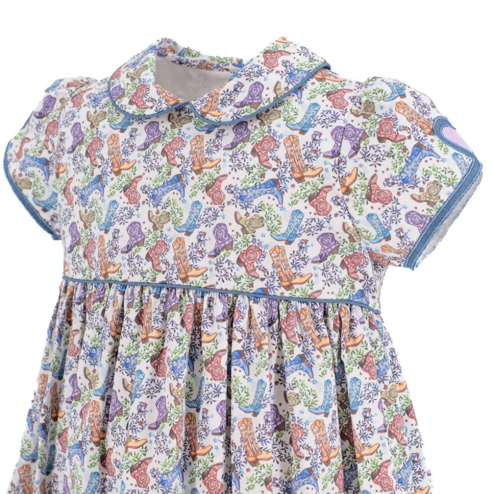Sarita Girl Dress in Boots Print