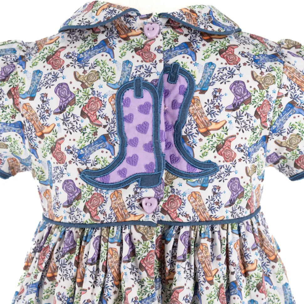 Sarita Girl Dress in Boots Print