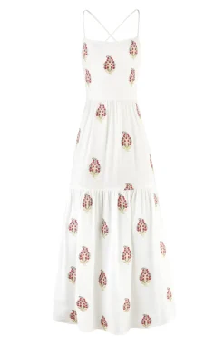 Sarv Maxi Dress in Off White & Red