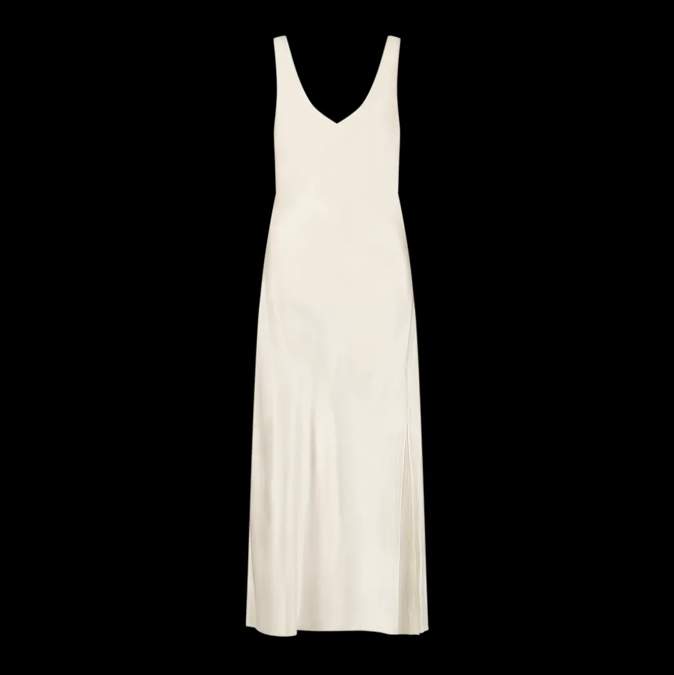 Satin Bias Slipdress with Cowl Back in Ivory