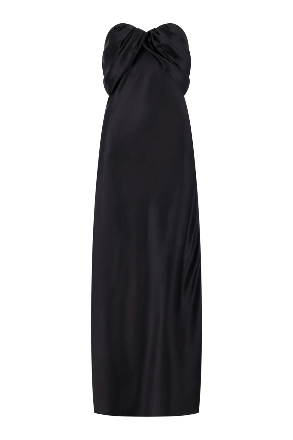 Satin Draped Bustier Dress in Black