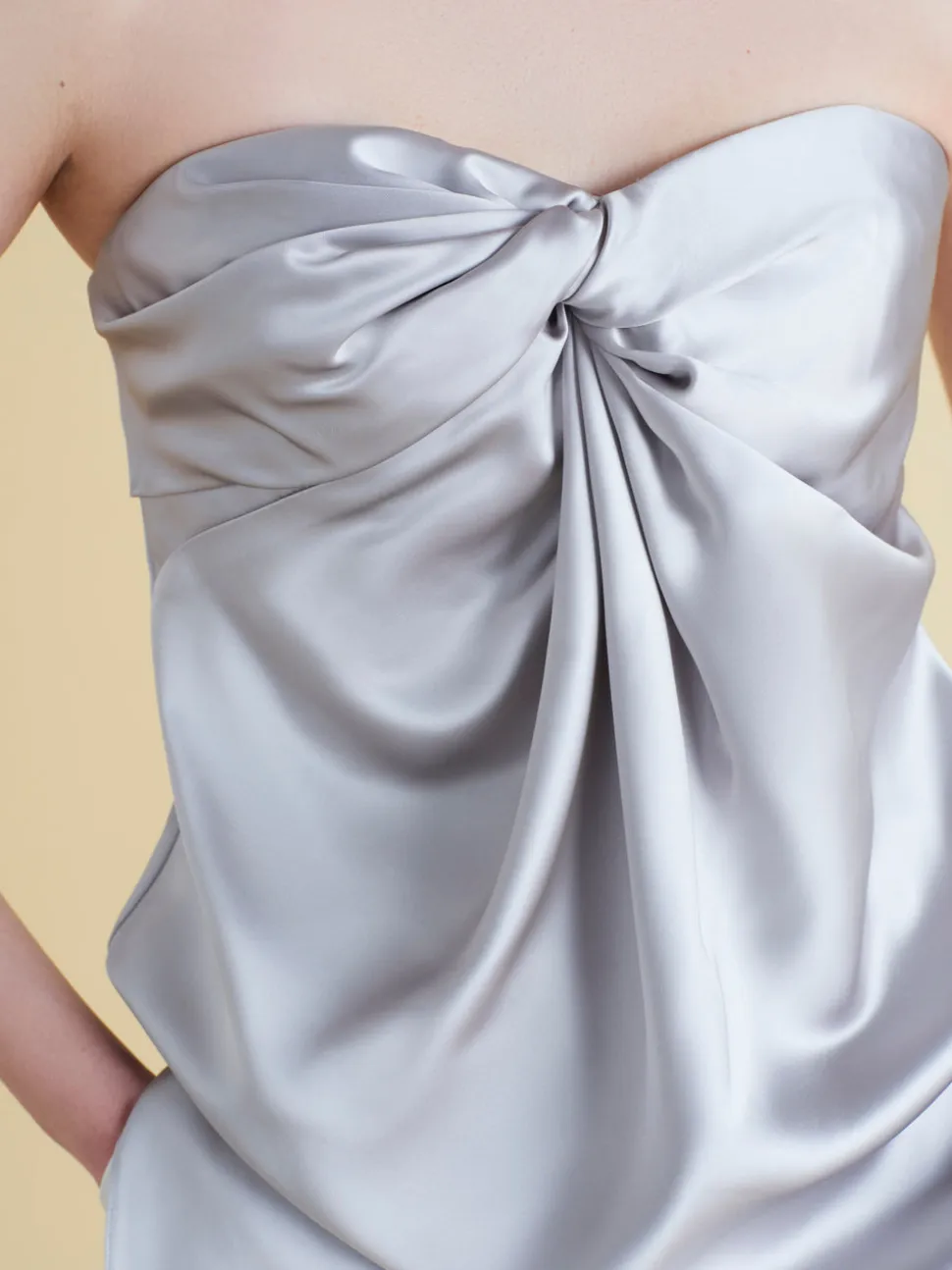 Satin Twist Bustier in Grey