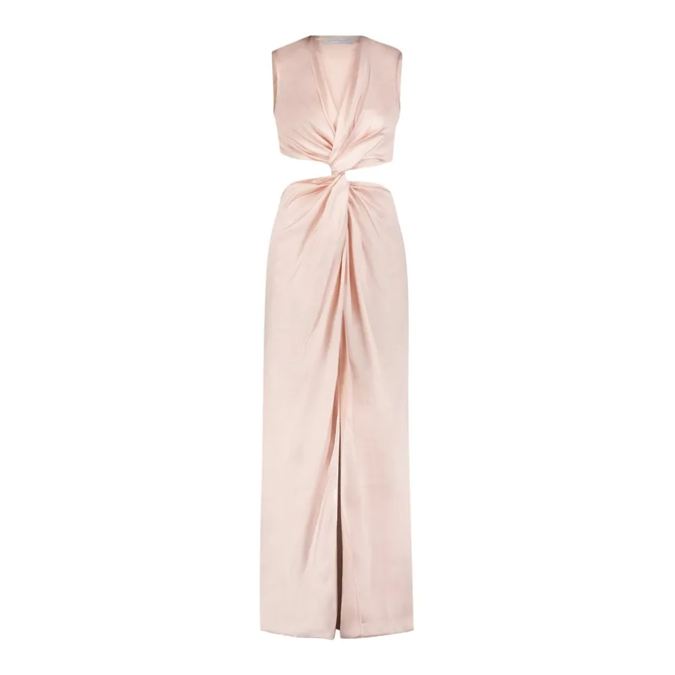 Satin Twist Dress in Rose Quartz